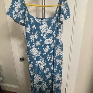 Floral Blue and White Dress